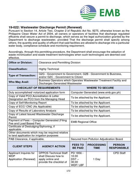 emb discharge permit|WASTE WATER DISCHARGE PERMIT (WWDP) .